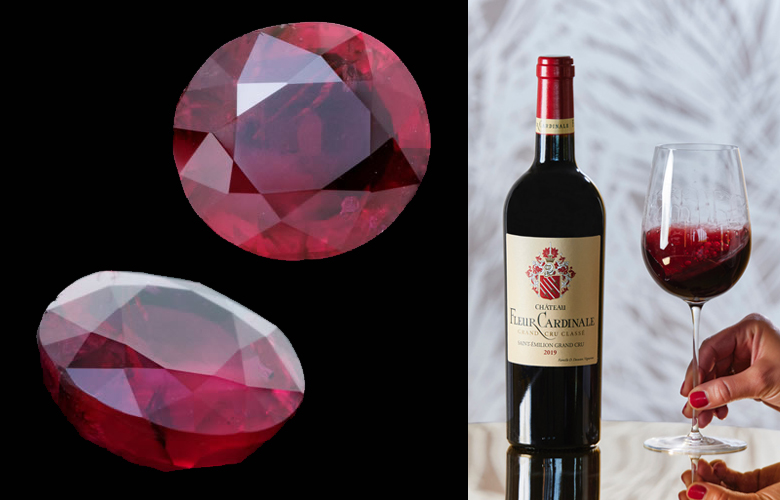 CONVERSATION ENTRE LES COULEURS DU VIN ET LES PIERRES PRÉCIEUSES